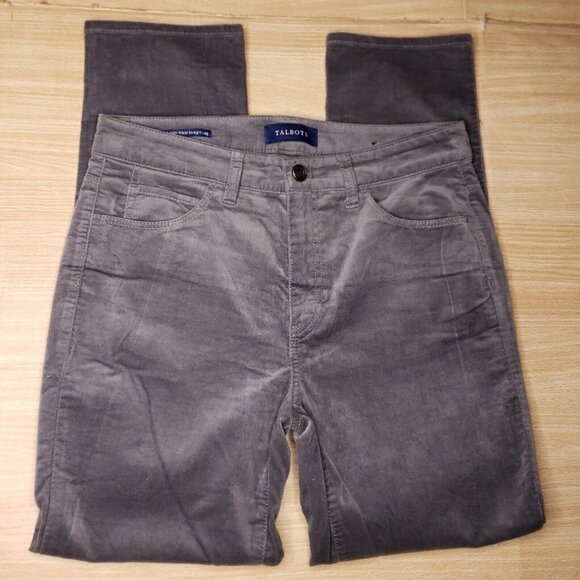 Talbots Womens Petite Grey Velvet High Waist Straight Leg Pants 6P - Picture 1 of 8